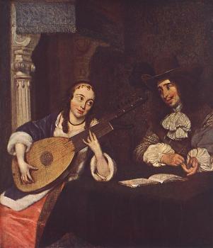 Gerard Ter Borch : Woman Playing The Lute